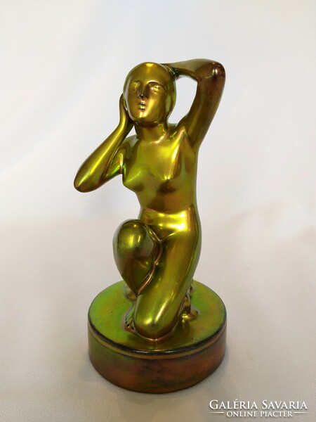 Antique Zsolnay eosin female nude. Flawless!