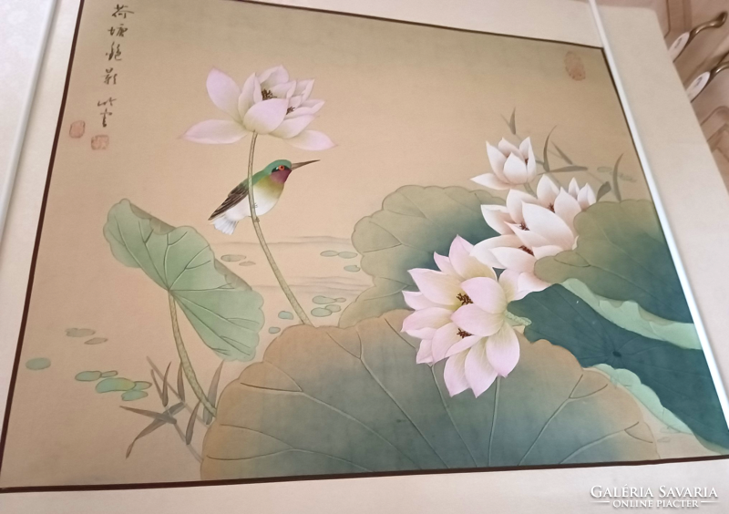 Kínai selyem kép papír hordozón 61 x 51 cm