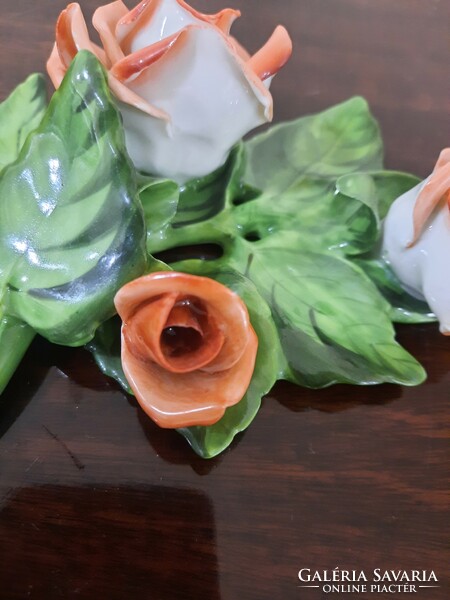 Herend porcelain rose bouquet, rose wall decoration 1st Class.