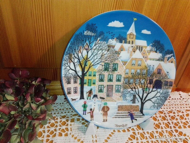 Fali porcelán tányér ,limitált kiadás ,1981...téli kép.