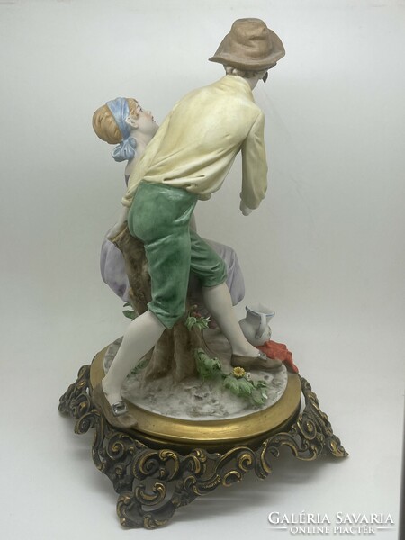 Italian capodimonte triade porcelain figure courting couple bennachio 27cm