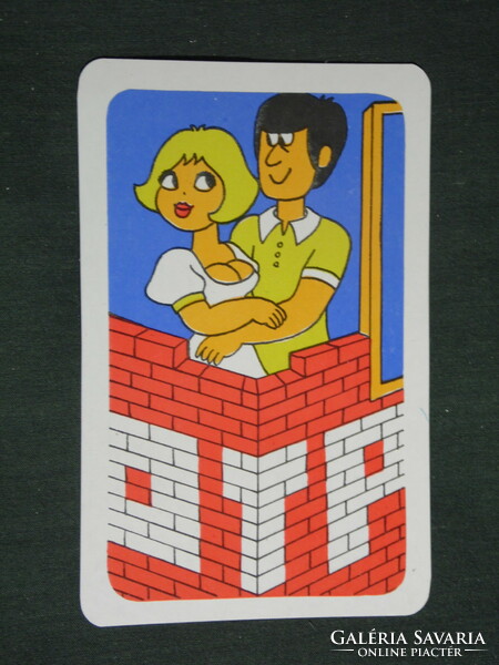 Kártyanaptár, OTP takarékpénztár, grafikai rajzos,humoros ,erotikus női modell, 1976 ,   (2)