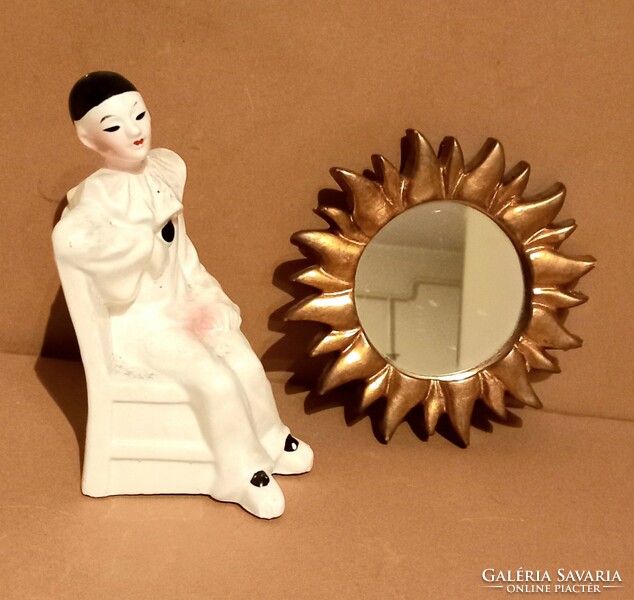 Marked porcelain clown + mirror negotiable art deco design