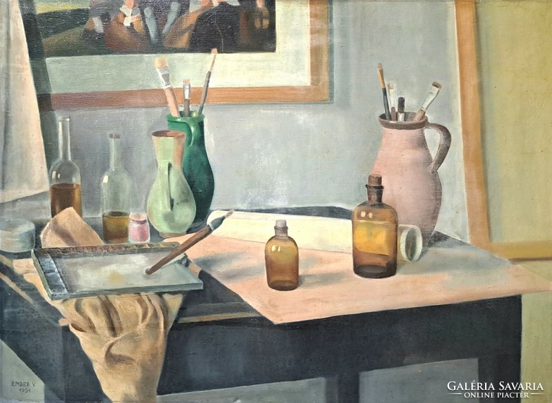 Ember Veronika: Műtermi csendélet, 1951 (olaj, vászon) Bernáth Aurél tanítvány, női festő