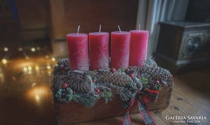 Fa fiók- antikolt- karácsonyi dekorációhoz- vintage