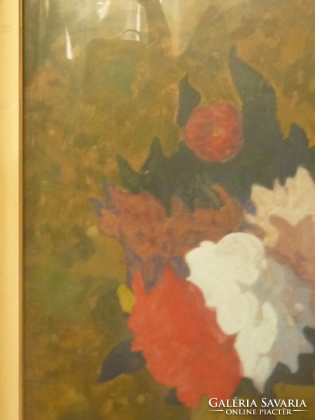Eladó Gábor Móric: Virágcsendéletes című olajvászon festménye