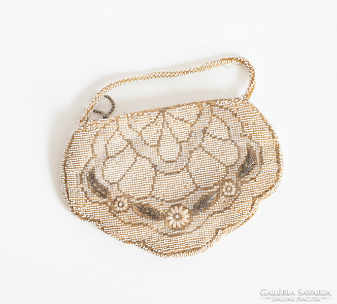 Secession style antique beaded casual bag, purse - beaded reticule