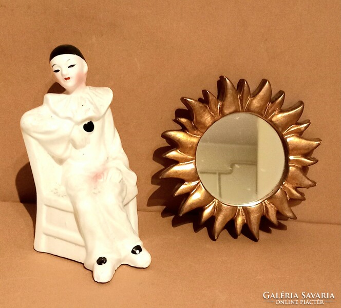 Jelzett porcelán bohóc + tükör ALKUDHATÓ Art deco design