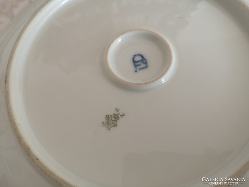Beautiful antique cobalt/gold round garnish bowl 30.5 cm mz austria/altwien
