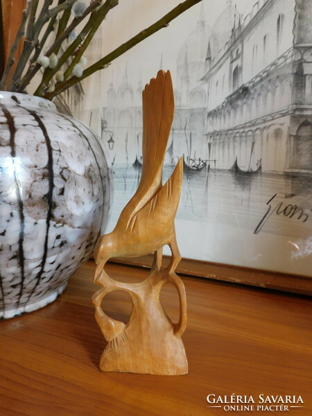 Carved wooden bird 20 cm