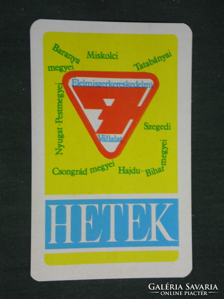Kártyanaptár, Hetek élelmiszer vállalatok,Pécs,szeged,Tatabánya,Miskolc,1976 ,   (2)