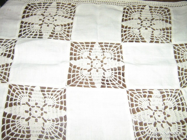Wonderful antique tablecloth with handmade crochet insert