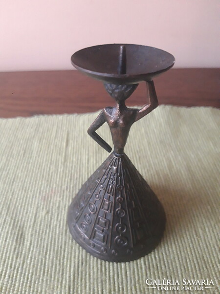 Small bronze candle holder - 10 cm