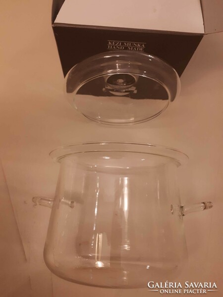 Hőálló üvegedény tál fedővel, dobozában