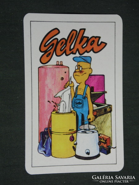Kártyanaptár, Gelka háztartásigép szerviz, grafikai rajzos,humoros,rádió,televízió,1976 ,   (2)