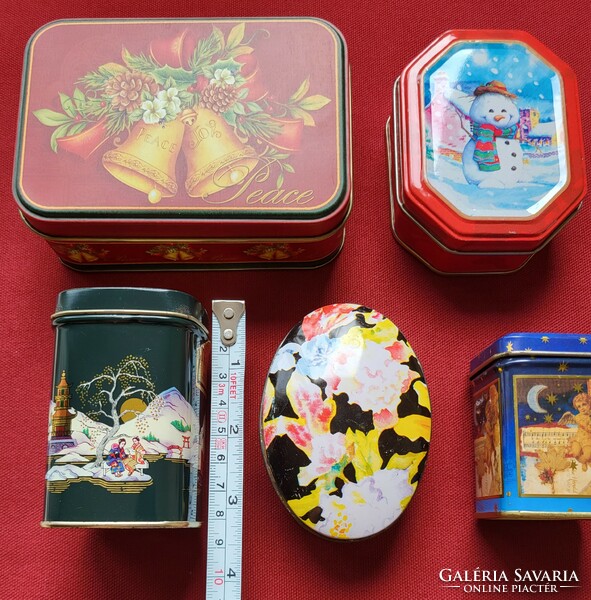 5pcs metal box tin box with Christmas candle jewelry storage tea gift box