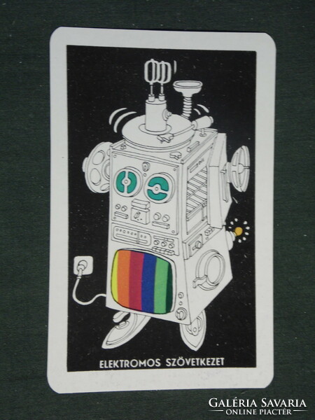 Card calendar, electrical cooperative, Pécs, graphic artist, humorous, advertising robot, 1976, (2)