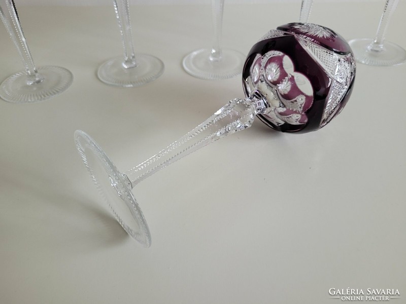 Old Römer crystal stemmed wine glass purple large lead crystal set