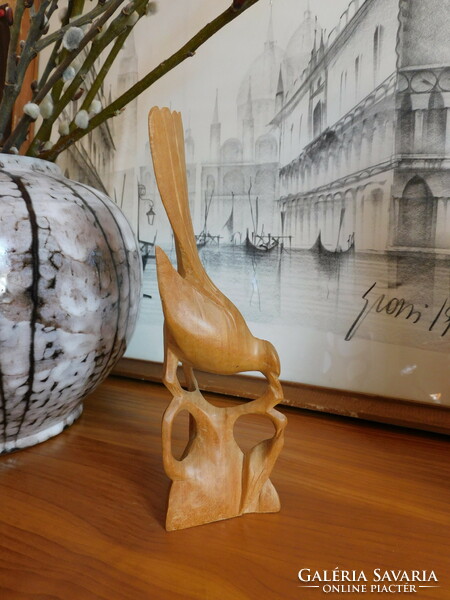 Carved wooden bird 20 cm