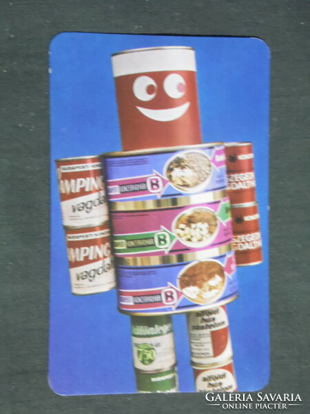 Kártyanaptár, Konzervipari vállalatok,konzervgyár,kemping vagdalt,humoros,reklám baba, 1976 ,   (2)