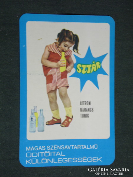 Card calendar, star soft drinks, Kisvárda spirits company, little girl model, 1976, (2)