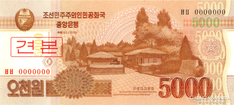 Észak-Korea 5000 won 2013 UNC SPECIMEN