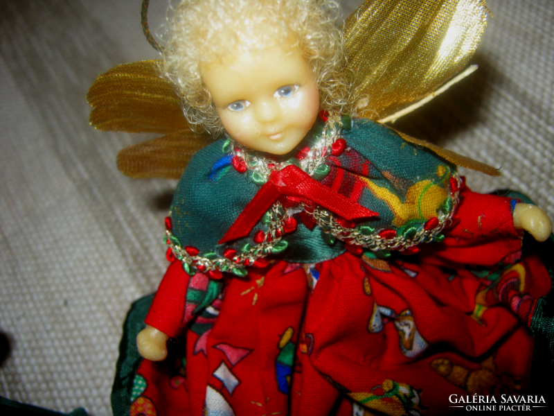 Csodás   vintage  angyalka kézműves viasz fejű   karácsonyfa disz asztal disz
