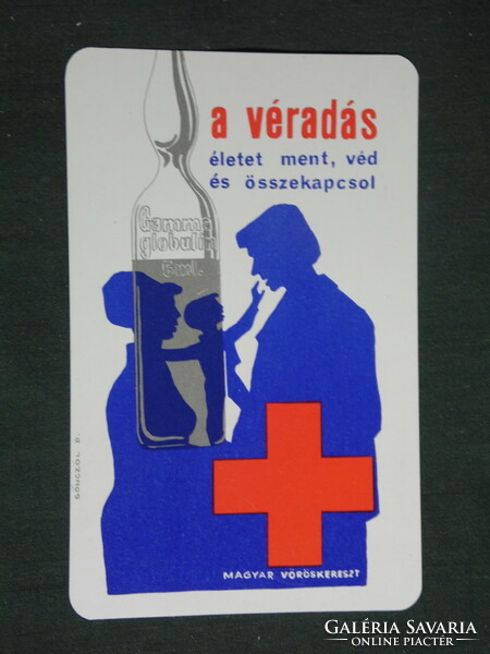 Kártyanaptár, Magyar Vöröskereszt, véradás,grafikai rajzos,1976 ,   (2)