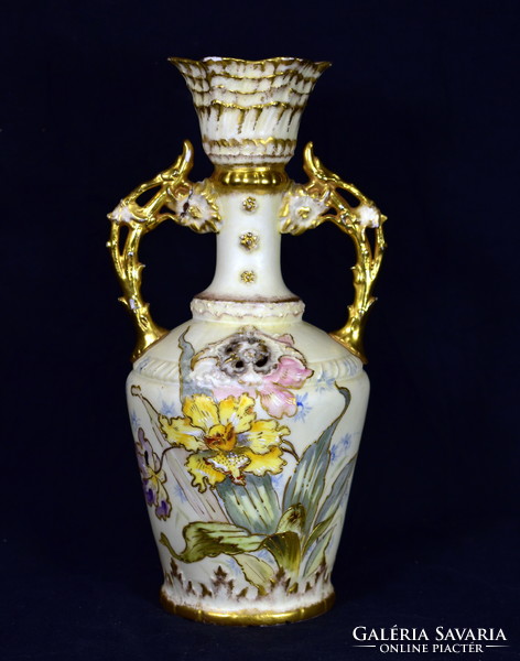 Ignace Fischer vase with iris pattern