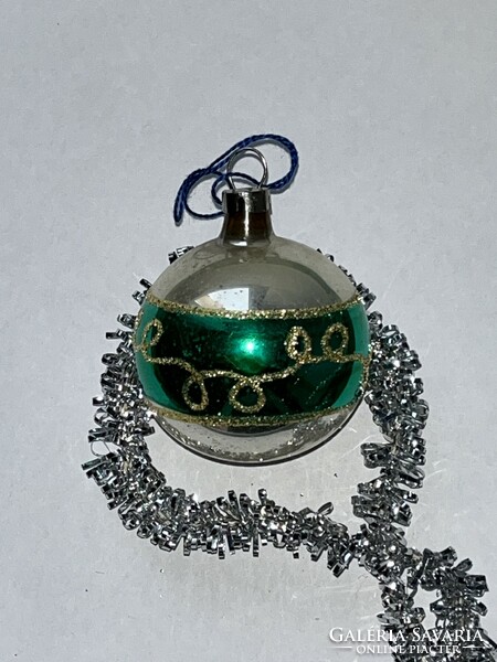 Régi csillámporos üveg gömb karácsonyfa dísz