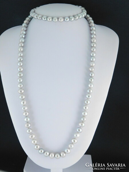 Pearl necklace and bracelet jewelry set 14k gold