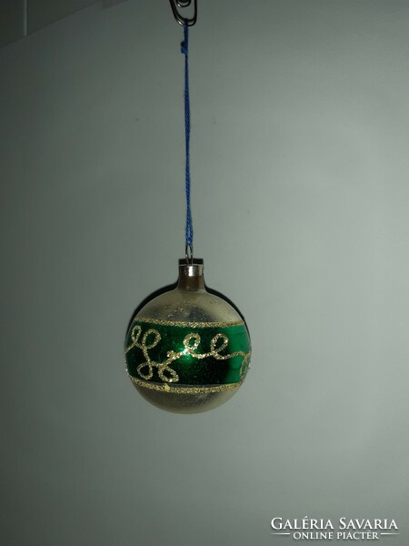 Old mica-dusted glass sphere Christmas tree ornament