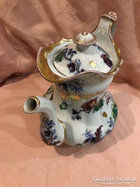 19th century old Parisian style antique oriental flower and butterfly coffee set