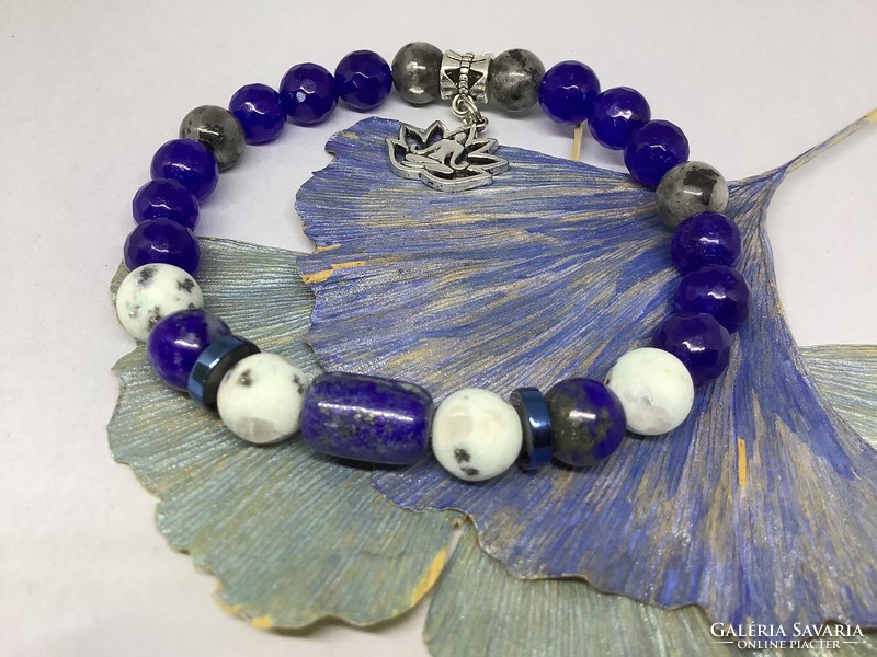 Unique unisex mineral bracelets in blue/pair
