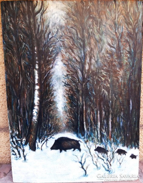 Wild boar konda / hunting painting
