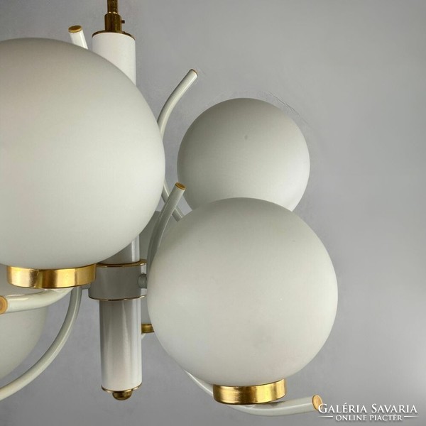 Szarvasi Sputnik chandelier - sphere with bulbs - space age - white, gold