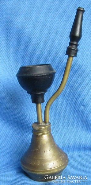 Older oriental pipe, copper body, vinyl assembly, 15 cm.