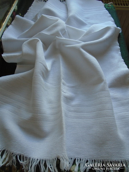 New, soft, snow-white cotton towel with monogram. 92 X 55 cm. + Fringe.