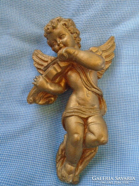 Szépen kidolgozott aranyozott relief angyalka, falra akasztható, súlyos darabka