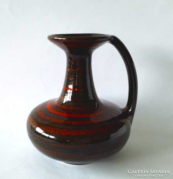Marked majos János ceramic vase with handles