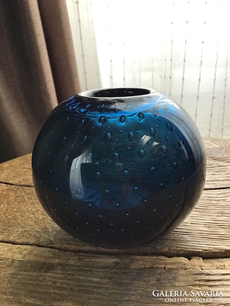 Régi kézműves buborékos üveg váza