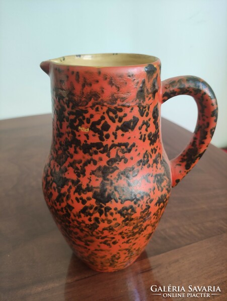 Orange applied art pond head ceramic jug