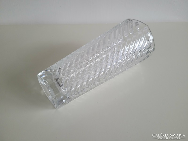 Retro old thick-walled ribbed Czech glass mid-century vase