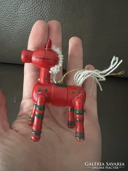 Red wooden horse Christmas tree decoration
