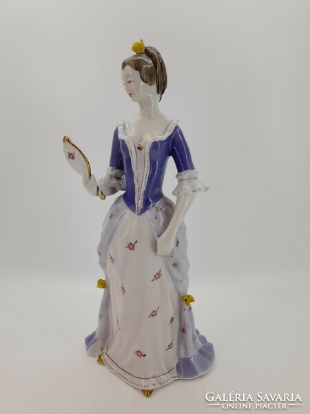 Ravenclaw porcelain baroque lady with mirror, 27 cm
