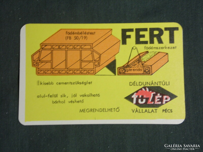 Kártyanaptár, Pécs Tüzép építőanyag vállalat, FERT fődém szerkezet, 1977 ,   (2)