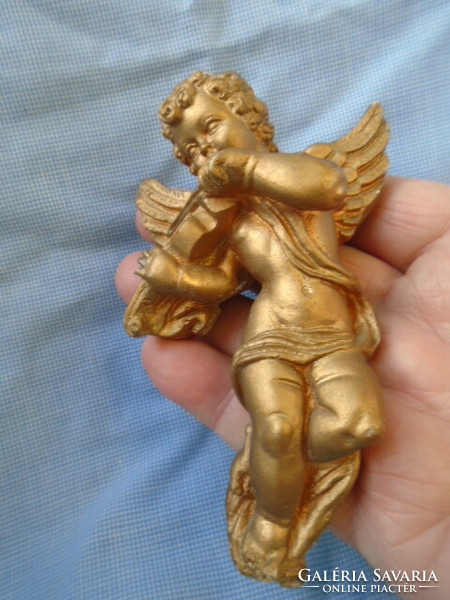 Nicely crafted gilded relief angel face, heavy piece that can be hung on the wall