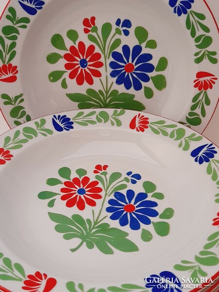 Alföldi porcelain deep plates with Hungarian pattern, 6 pieces in one