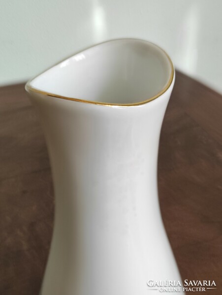 Hóllóháza porcelain vase with a slightly pot-bellied and slender neck with painted city details