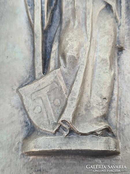 Saint Gertrude bronze wall plaque, relief